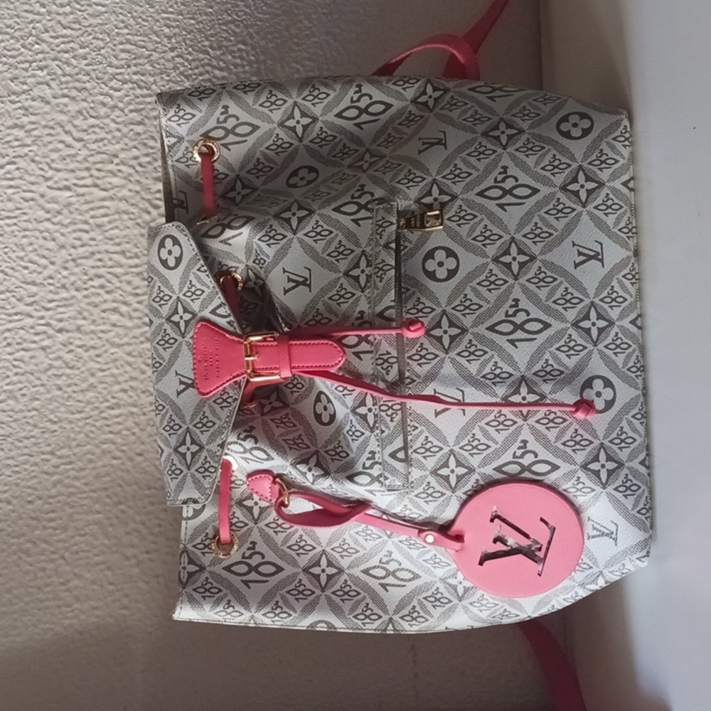 Stylish Women's Backpack in Gray and Pink